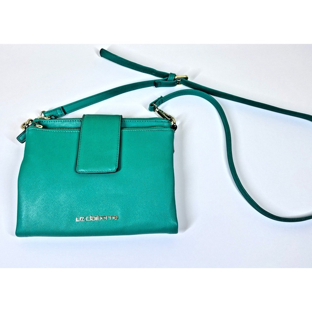 Liz Claiborne‎ Green Crossbody Wallet Purse Clutch Gold Tone Hardware NWOT